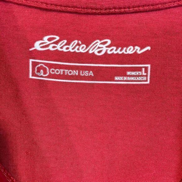 Eddie Bauer Womens T-Shirt Red Size Large Vacation Summer‎ Travel Colorful Cool - Picture 2 of 7